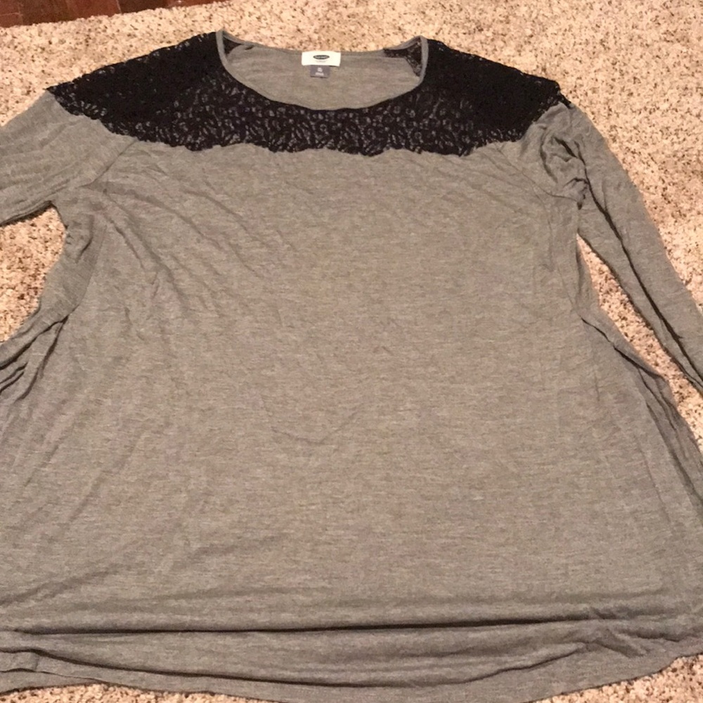 Grey and black lace tunic XL